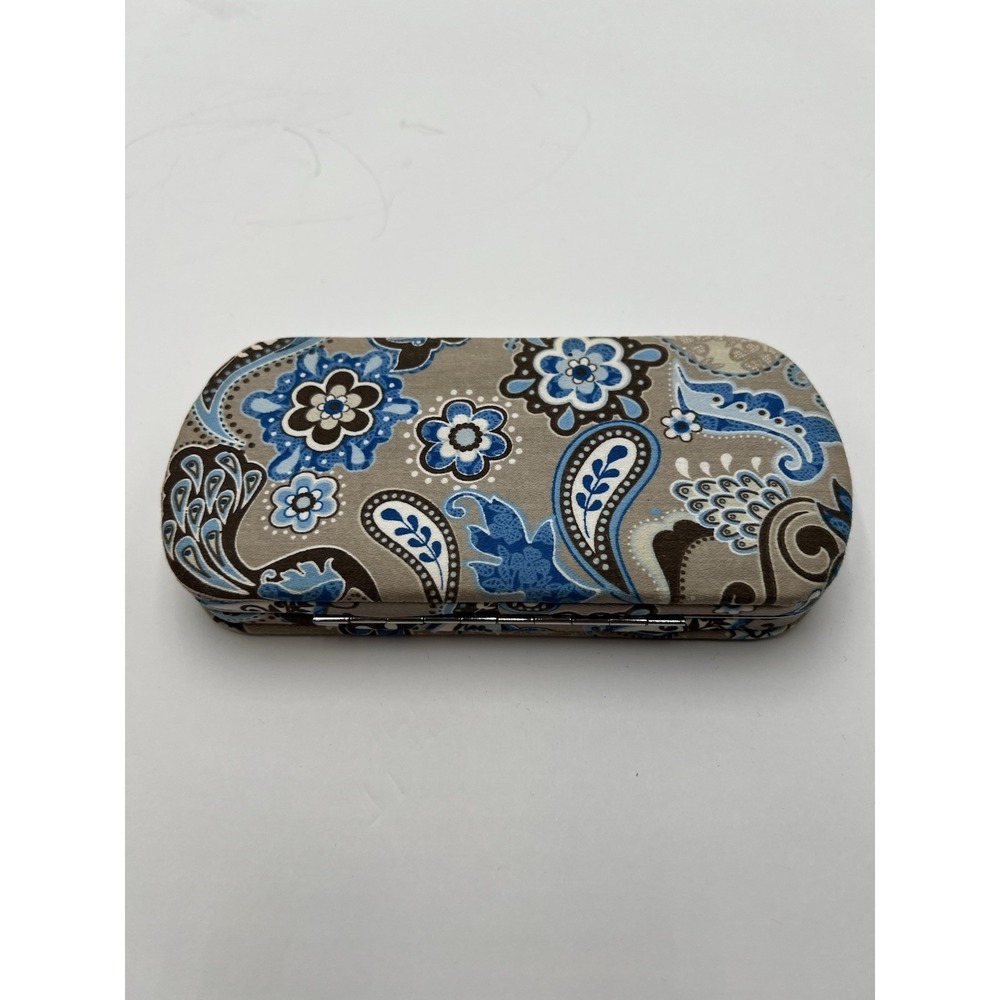 Thirty-One Hard Eyeglass Case Peacock Parade Blue Paisley Card Holder Wallet